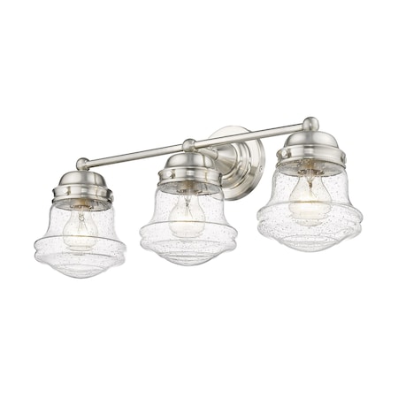 Z-Lite Vaughn 3 Light Vanity, Brushed Nickel And Clear Seedy 736-3V-BN